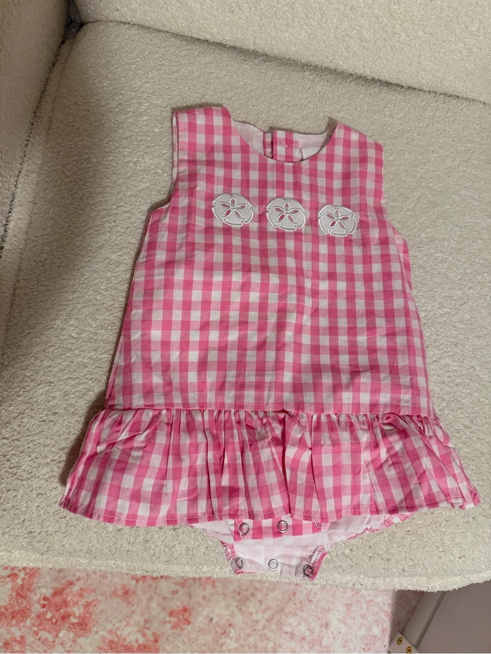 New Stitchy Fish Pink Gingham Sleeveless Bubble